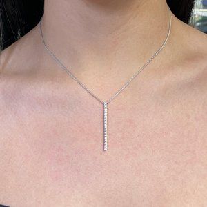 Piero Milano 1 Row Natural Diamond Drop Pendant Necklace 18k White Gold 0.40cttw